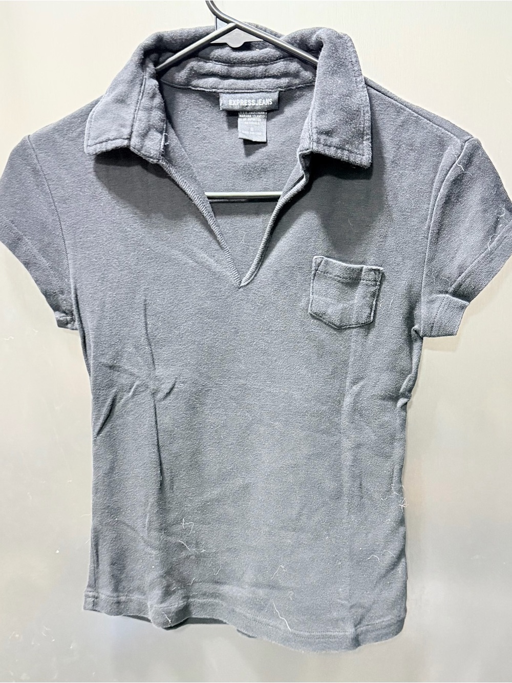 Express short sleeve grey polo top size junior women’s small